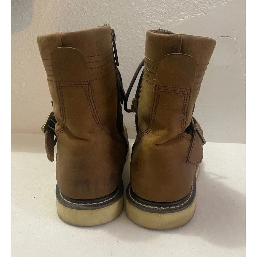 Harley Davidson‎ Men's Brown Leather Lace Up Buckle Motorcycle Boots Size 11M